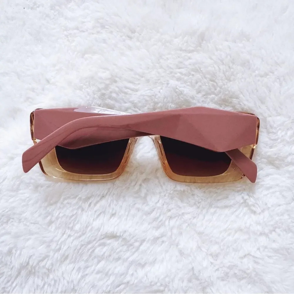 Lily Clear Mauve Rectangular Sunglasses